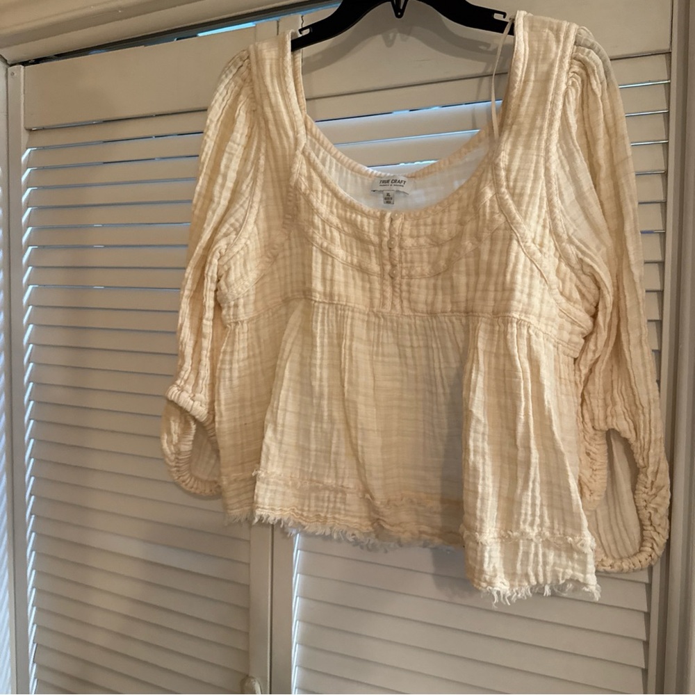 True Craft Cream Textured Blouse